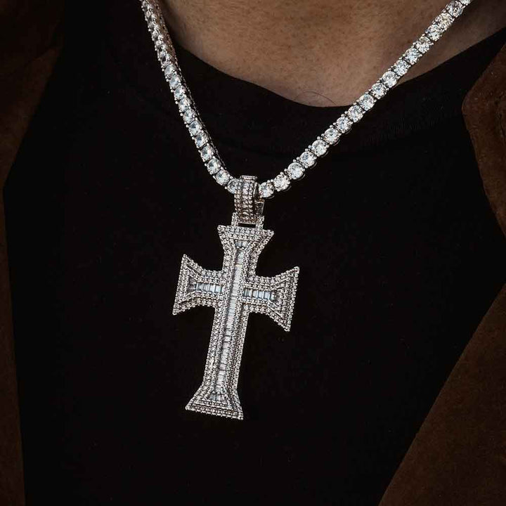 Diamond King's Emerald Cut Cross & Mens Tennis Chain The Gold Gods 1