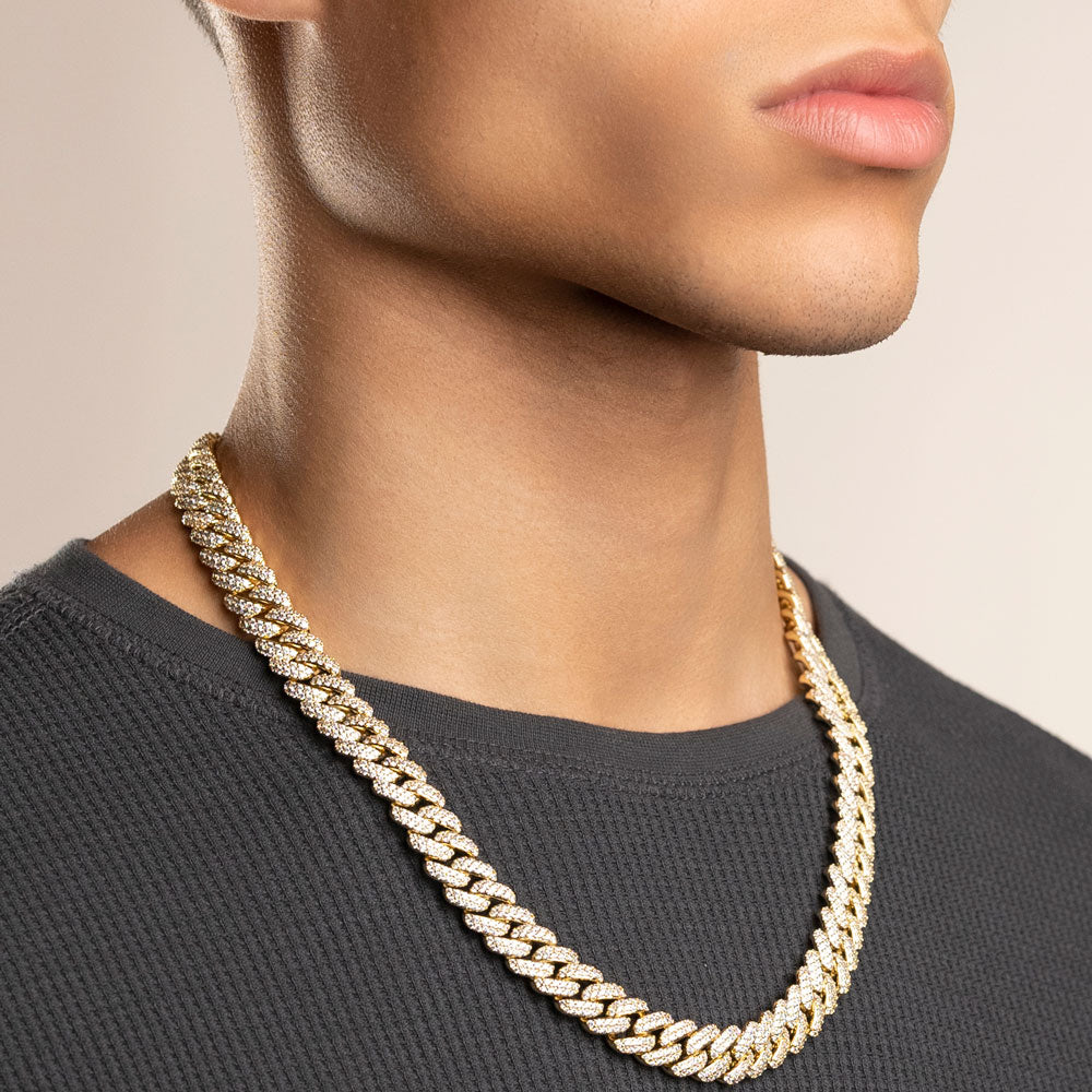Iced Out Miami Wide Heavy Cuban Chain Micro Pave Cz Curve Bar