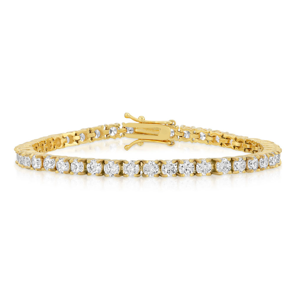 Mens Fancy Link Diamond Bracelet 14K Yellow Gold
