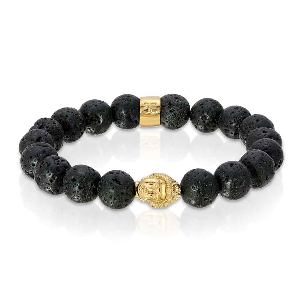 Lava Stone Buddha Beaded Bracelet The Gold Gods