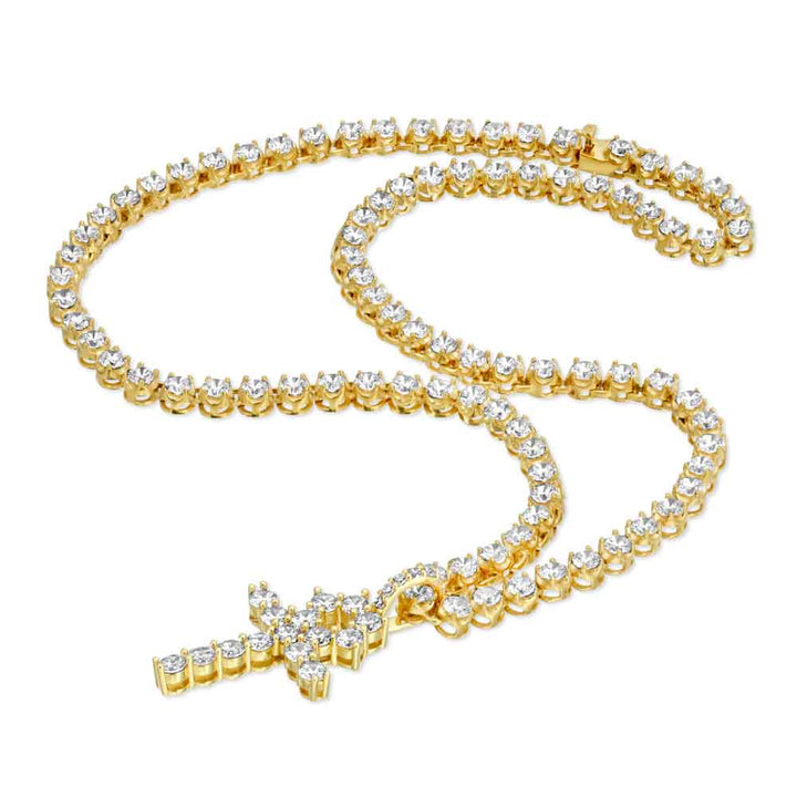 Diamond Ankh Cross & Diamond Tennis Chain The Gold Gods Chain