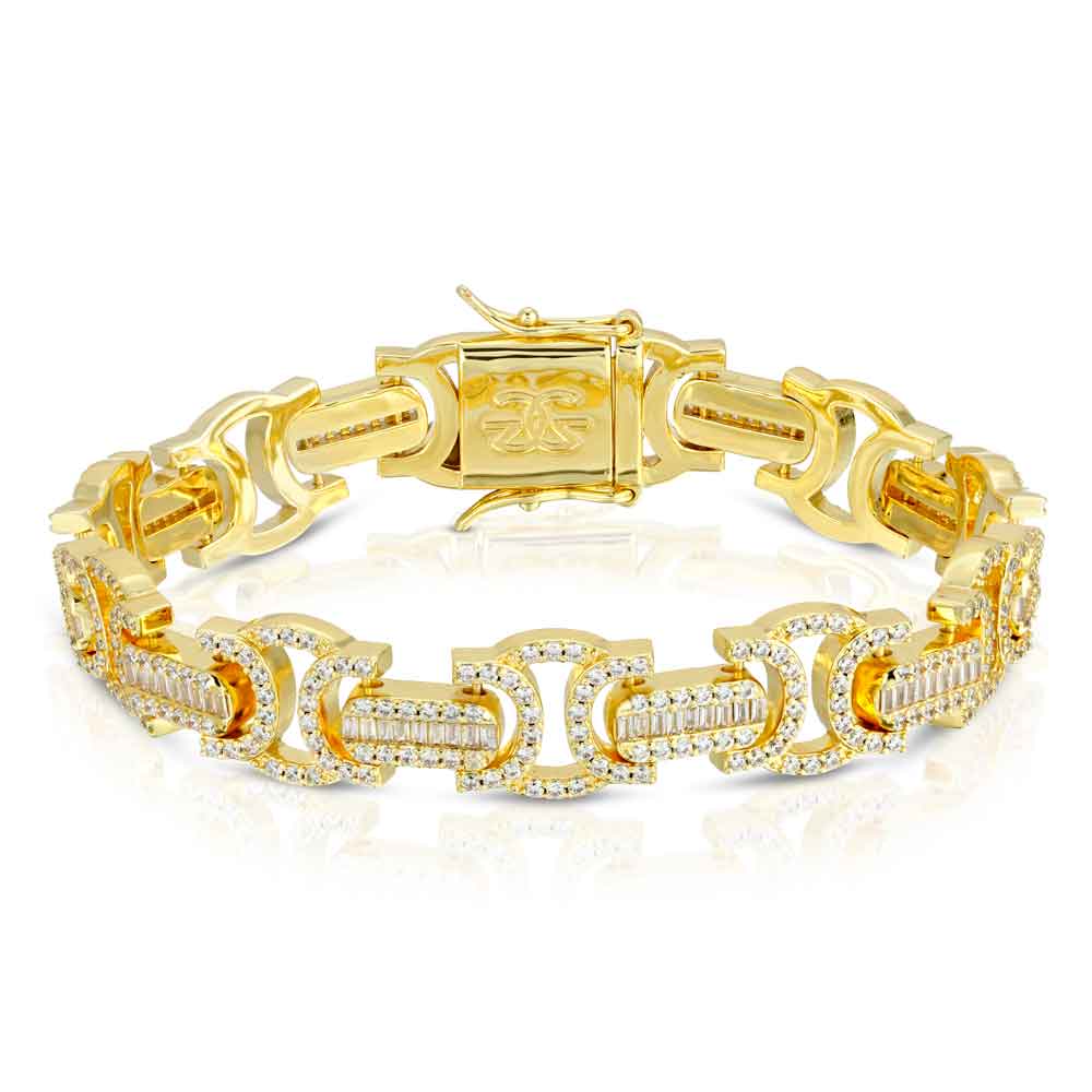 Diamond Baguette Byzantine Link Bracelet The Gold Gods 3