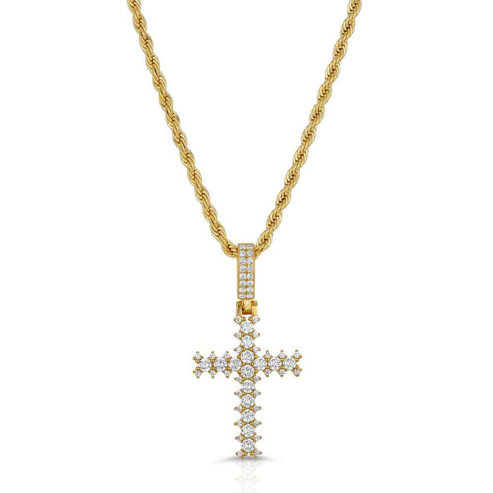 Diamond Cross Necklace & Mens Rope Gold Chain The Gold Gods Front
