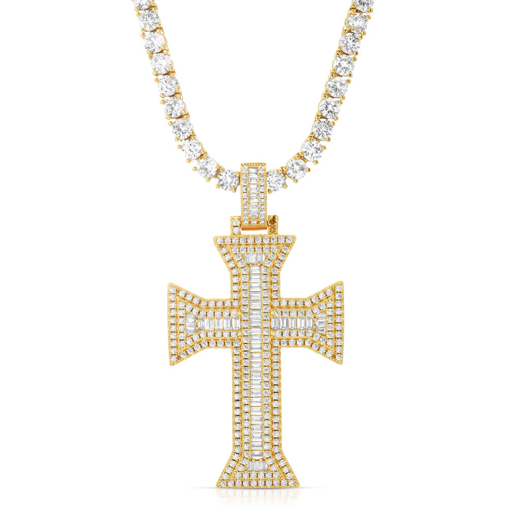 Diamond King's Emerald Cut Cross & Mens Tennis Chain The Gold Gods 3