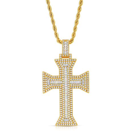 Diamond Emerald Cut Cross & Mens Rope Chain The Gold Gods 2