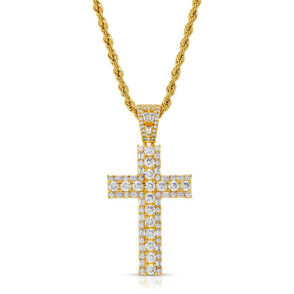 Gold rope chain with diamond cross Clearance