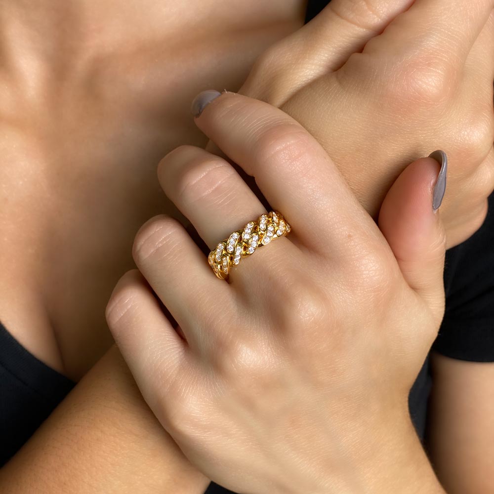 Womens 6mm Gold Diamond Cuban Ring The Gold Goddess Lifestyle 