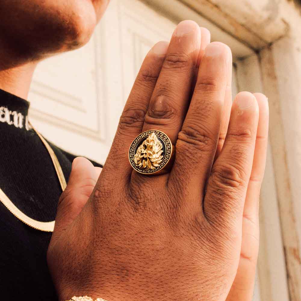 Gold lion ring on sale meaning