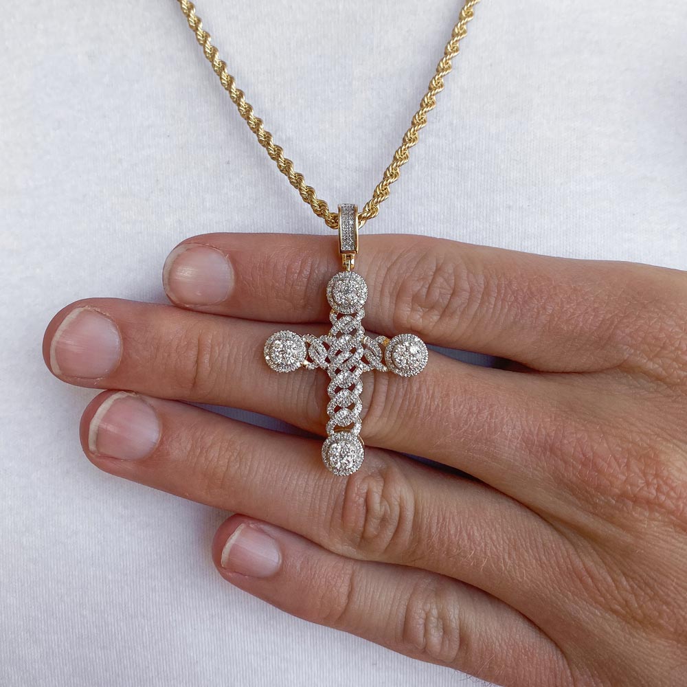 14k Solid Gold Diamond Cuban Cross Pendant (1 CTW) | The Gold Gods