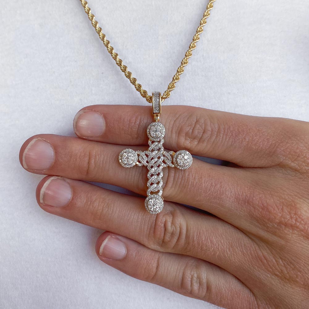 14k Solid Gold Diamond Cuban Cross Pendant (1 CTW)  | The Gold Gods 4