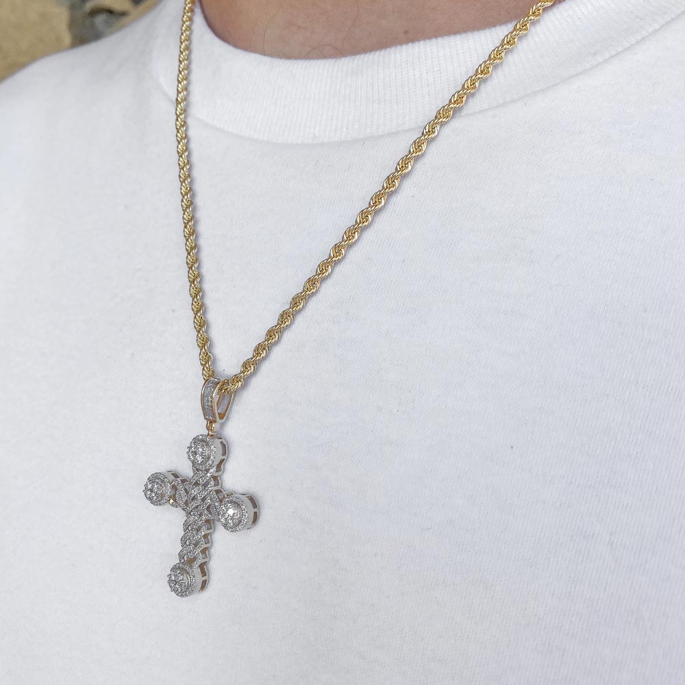 14k Solid Gold Diamond Cuban Cross Pendant (1 CTW)  | The Gold Gods 2