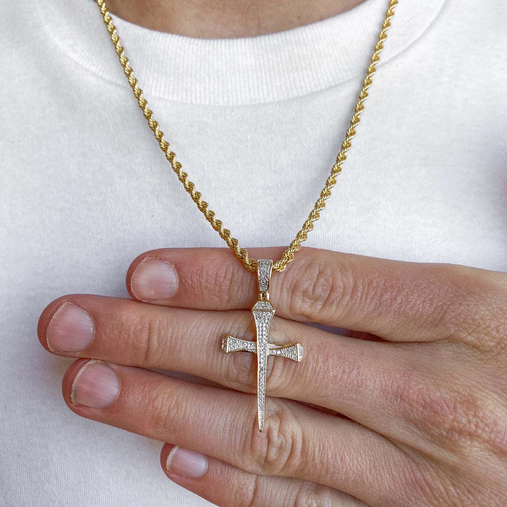 10k Gold Men Hip Hop Iced Out Custom Cross Pendant Necklaces Pave Setting  Diamond Pendants Necklace at Rs 132000/piece in Surat