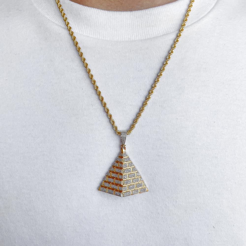 18k Solid Gold Pyramid Huggie Hoop Charm