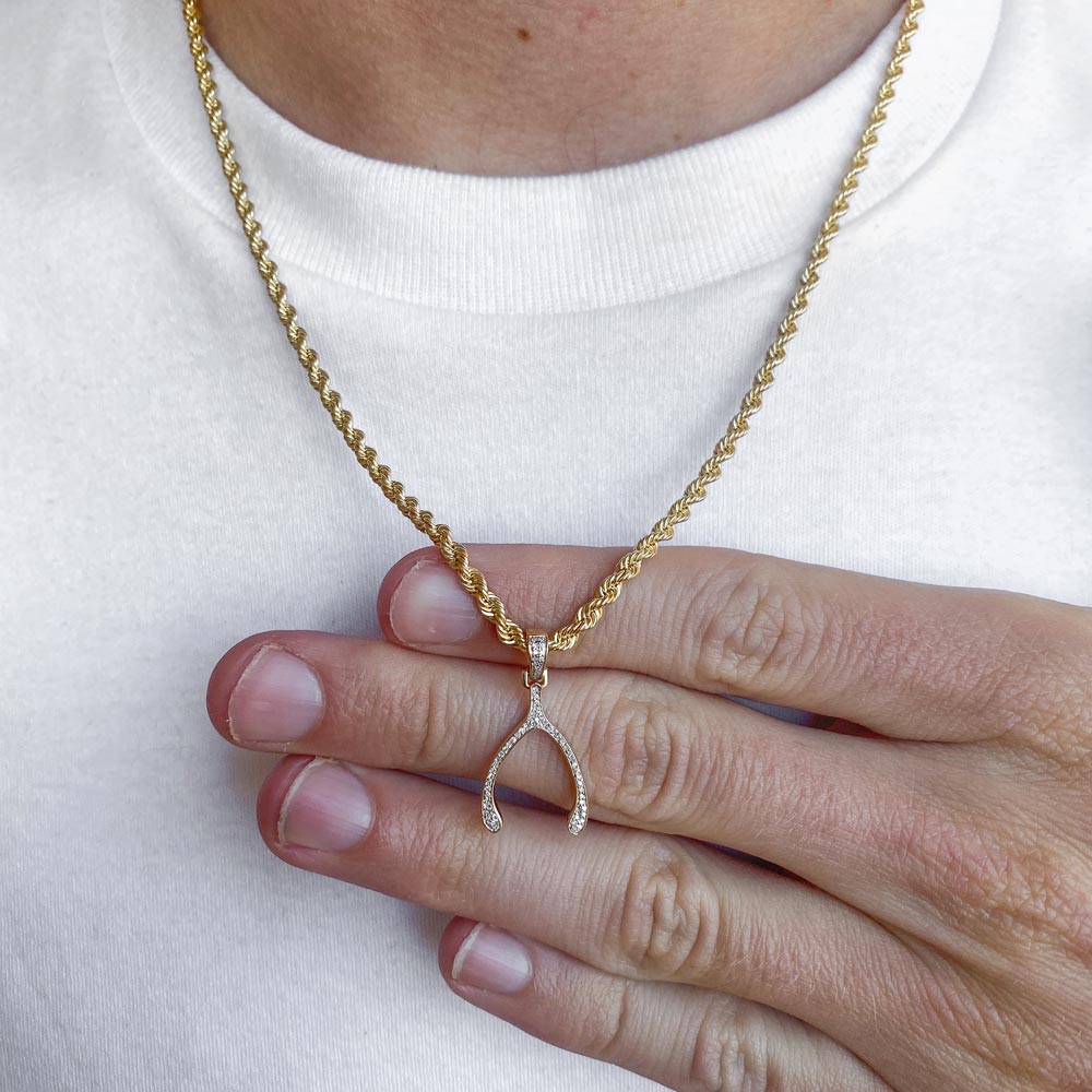 Gold And Diamond Wishbone Necklace – NicoleHD Jewelry