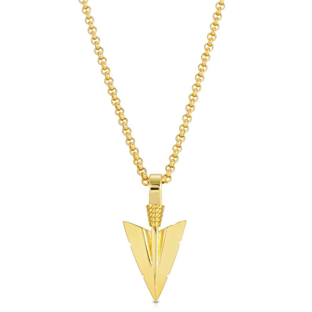 Gold Arrowhead Pendant and Necklace The Gold Gods 4