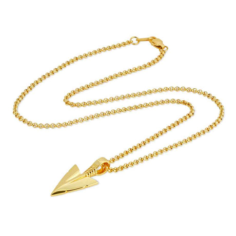 12 MICRO-ARROWHEAD-PENDANT-NECKLACE-gold-gods-gold-chain-mens-jewelry-top-view