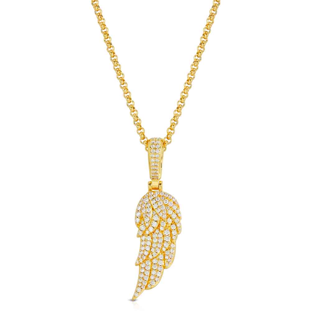Gold Micro Diamond Wing Pendant Necklace The Gold Gods 5