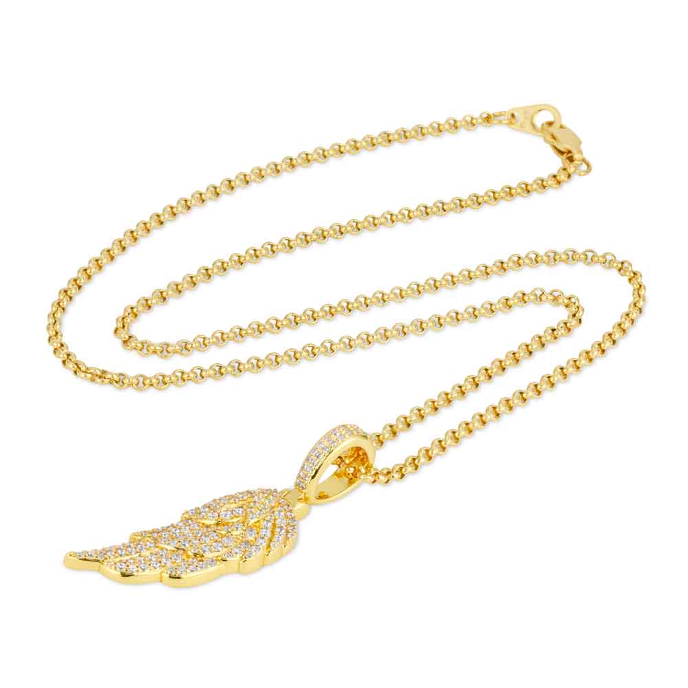 Gold Micro Diamond Wing Pendant Necklace The Gold Gods 7