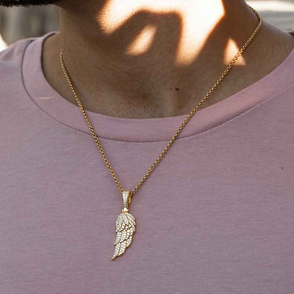 Gold Micro Diamond Wing Pendant Necklace The Gold Gods 2