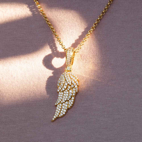 Gold Micro Diamond Wing Pendant Necklace The Gold Gods 1