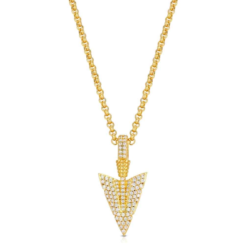 Gold Diamond Arrowhead Pendant Necklace The Gold Gods 5