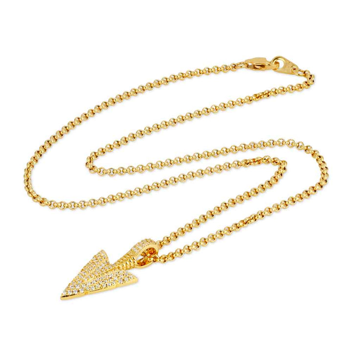 Gold Diamond Arrowhead Pendant Necklace The Gold Gods 7