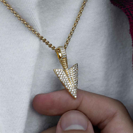 Gold Diamond Arrowhead Pendant Necklace The Gold Gods 1