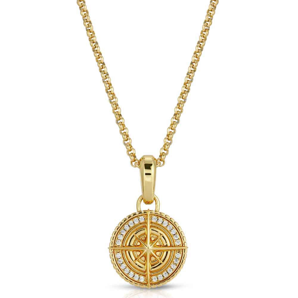 Gold Micro Compass Pendant Necklace The Gold Gods 3