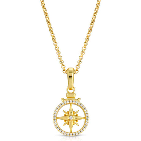 Micro Open Compass Necklace Pendant The Gold Gods 5