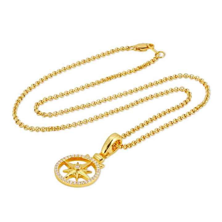 Micro Open Compass Necklace Pendant The Gold Gods 6
