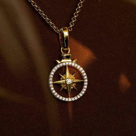 Micro Open Compass Necklace Pendant The Gold Gods 1