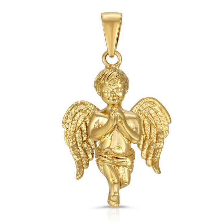 Micro Fallen Angel Piece Necklace The Gold Gods front extra close up view 