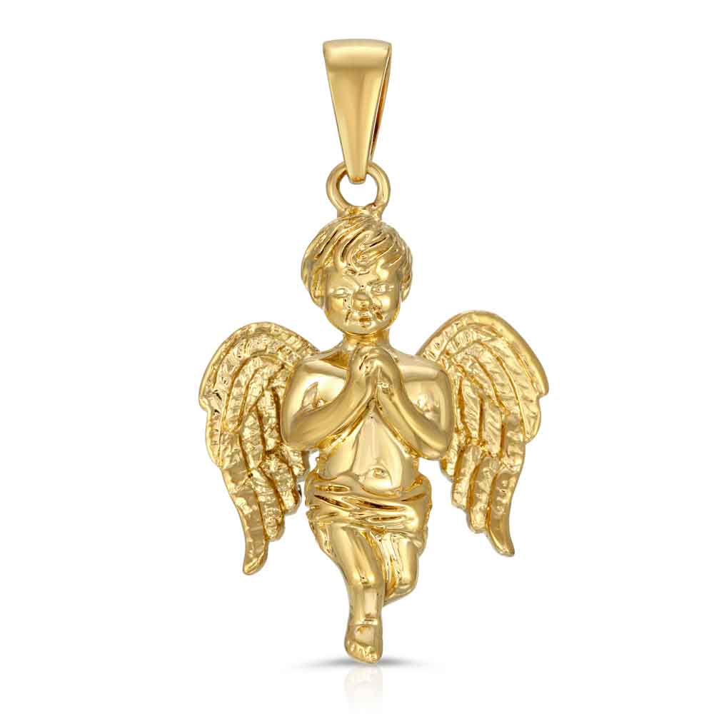 Guardian Angel 14K Gold Plated Pendant Charm Necklace Chain Angel