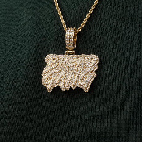 Moneybagg Yo X The Gold Gods Diamond Bread Gang Pendant Necklace 2