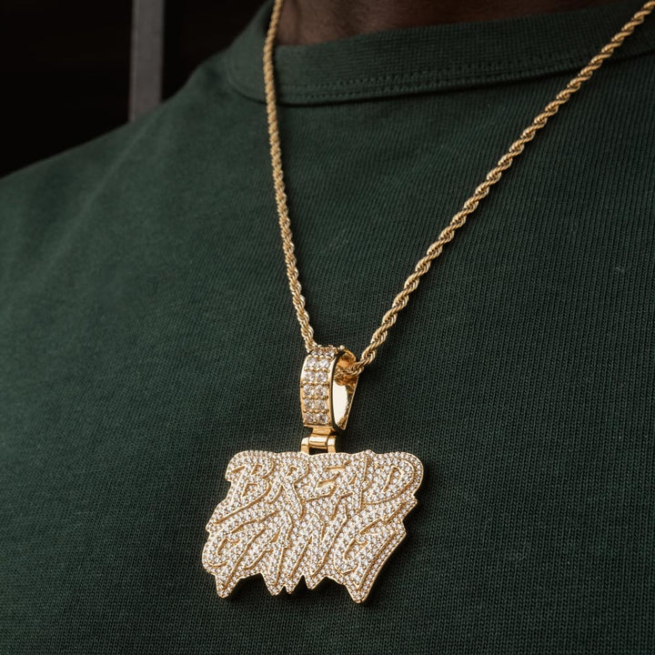 Moneybagg Yo X The Gold Gods Diamond Bread Gang Pendant Necklace 1