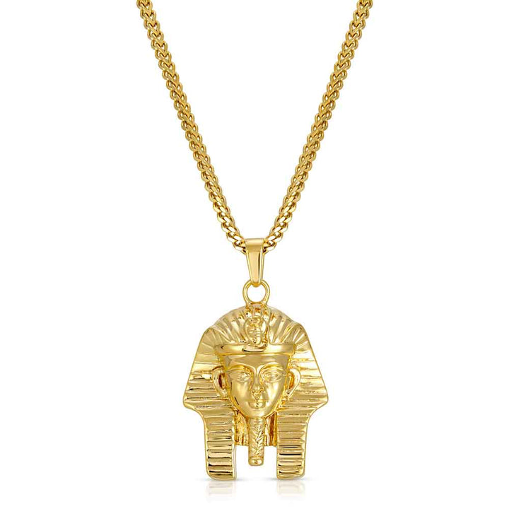 Pharaoh Head Gold Necklace Pendant & Franco Gold Chain The Gold Gods chain