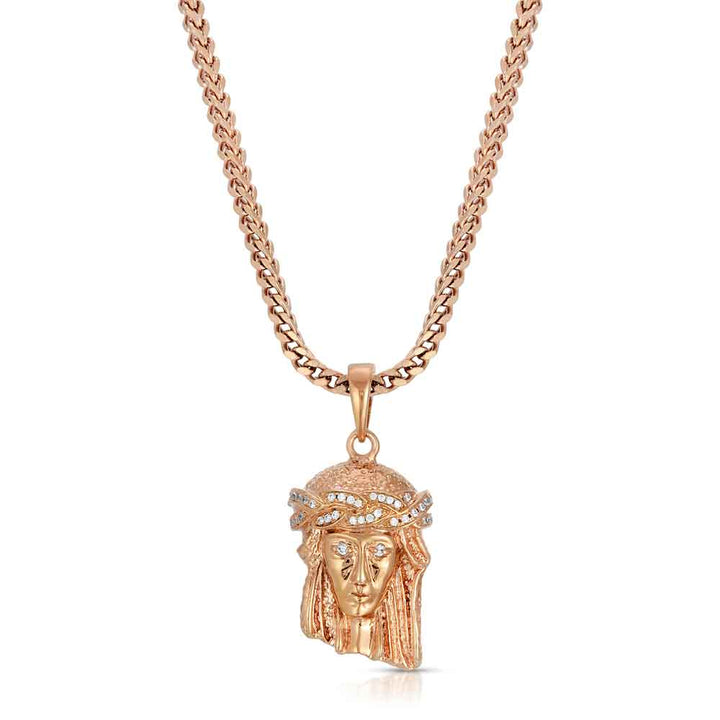 Micro Jesus Piece Necklace & Franco Chain rose gold The Gold Gods
