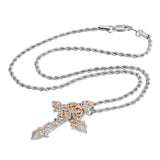 Gold & Diamond Rose Cross Necklace The Gold Gods chain 2