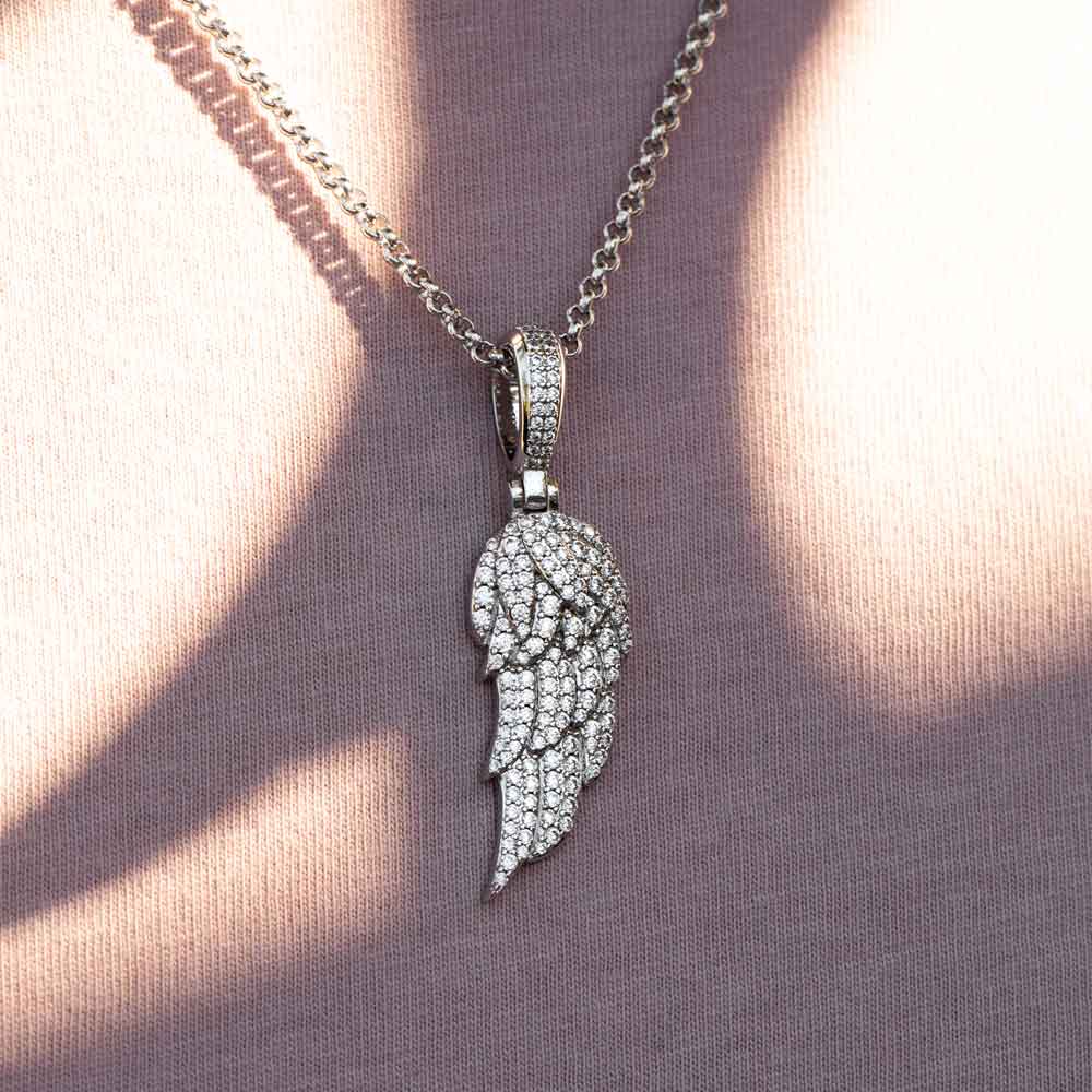 Gold Micro Diamond Wing Pendant Necklace The Gold Gods 3