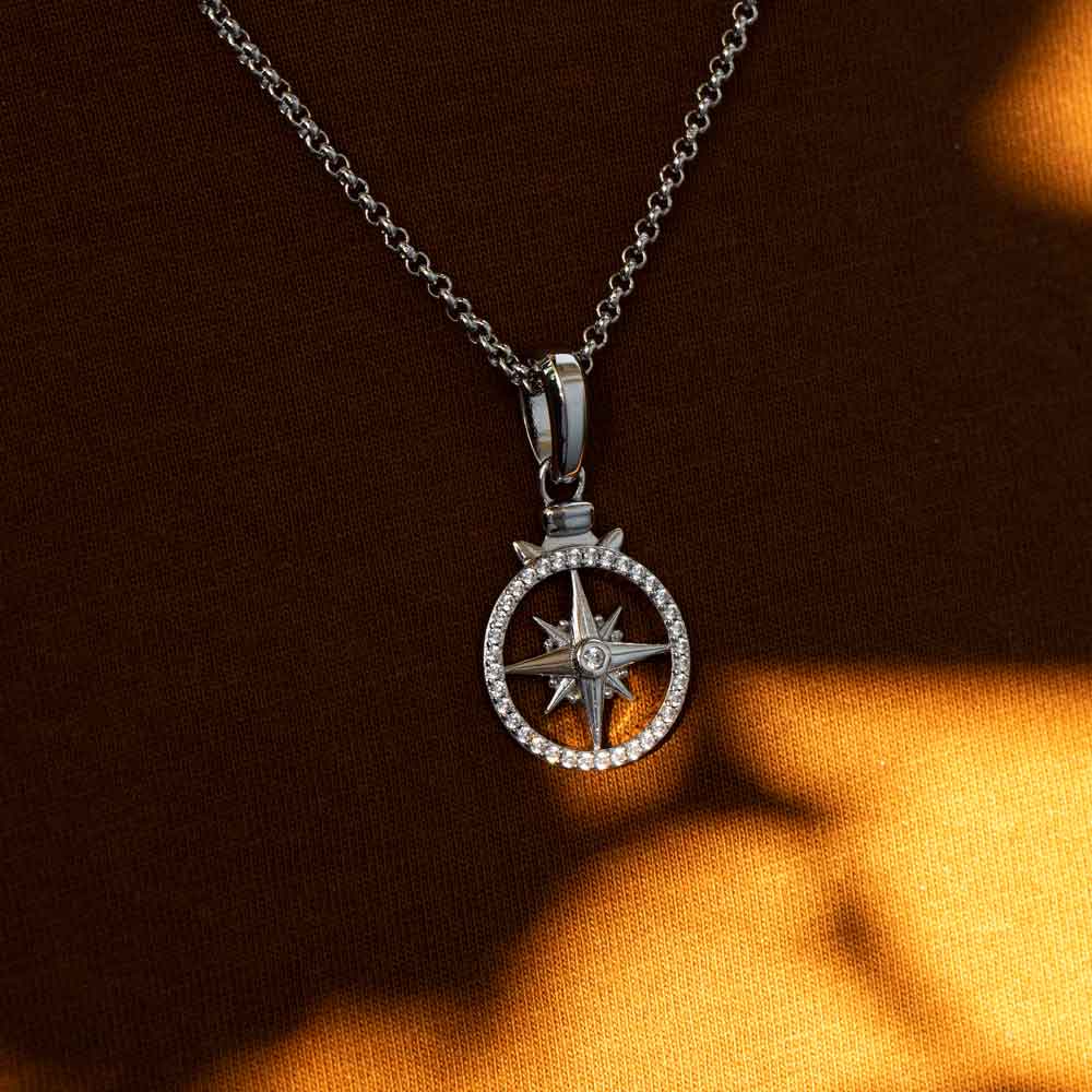 Micro Open Compass Necklace Pendant The Gold Gods 3