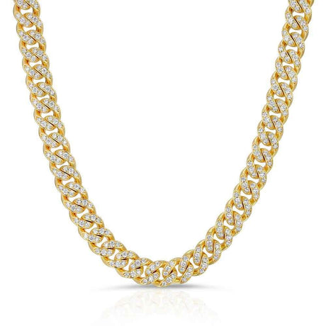 Gold Miami Diamond Cuban Link Chain 8mm The Gold Gods front view