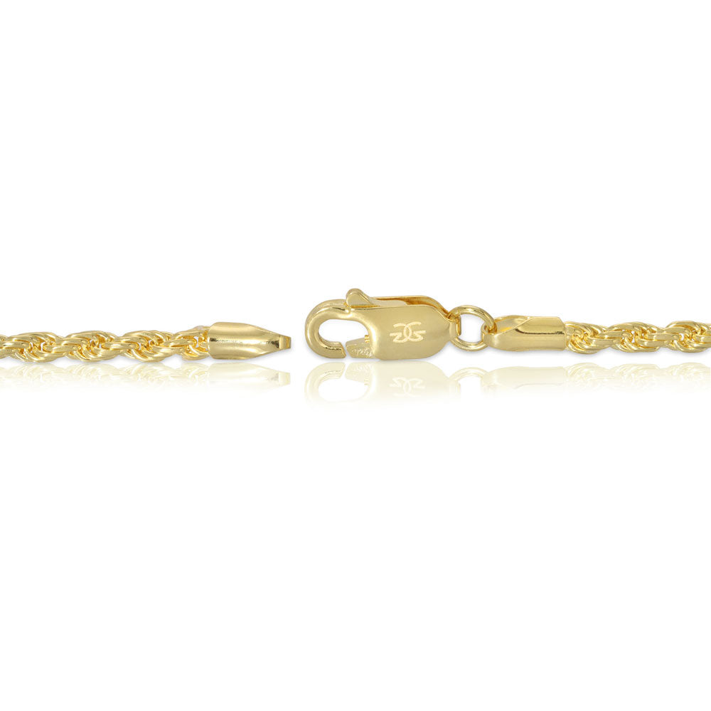 Vermeil Diamond Cut Rope Chain 2.5mm The Gold Gods Clasp