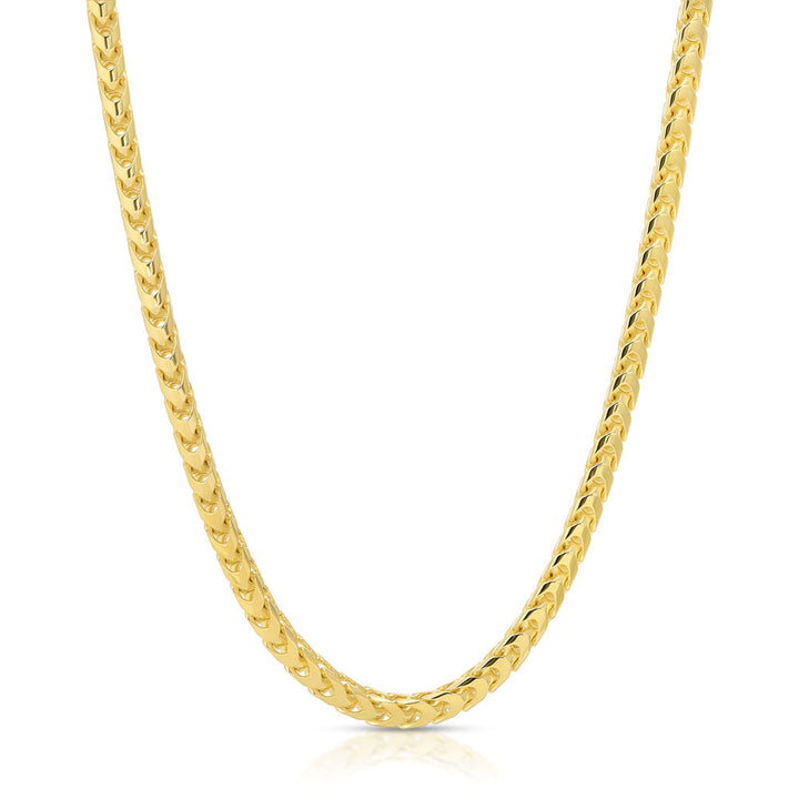 Gold Vermeil 4mm Diamond Cut Franco Chain Necklace The Gold Gods 1