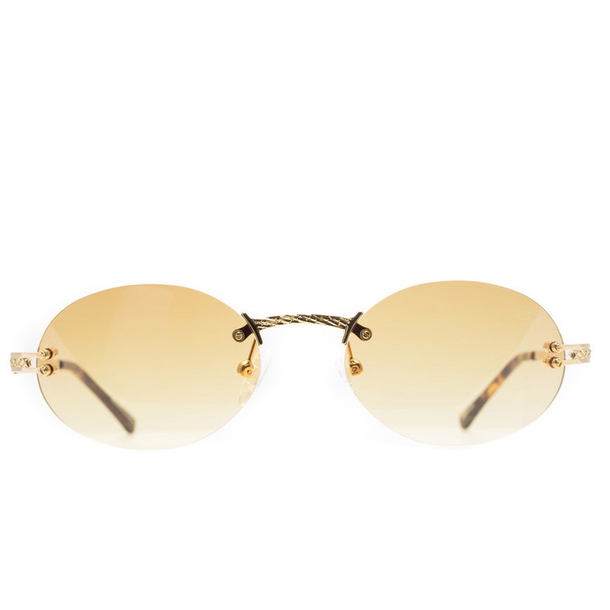 14K Gold Rimless Square Sunglasses