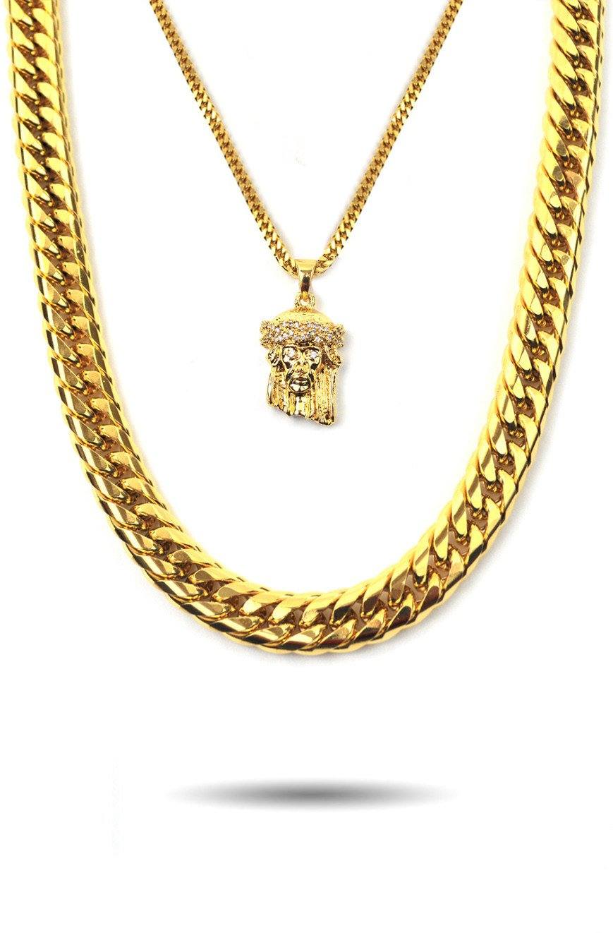 Jesus Piece Cuban Link Set – The Gold Gods - Main Image