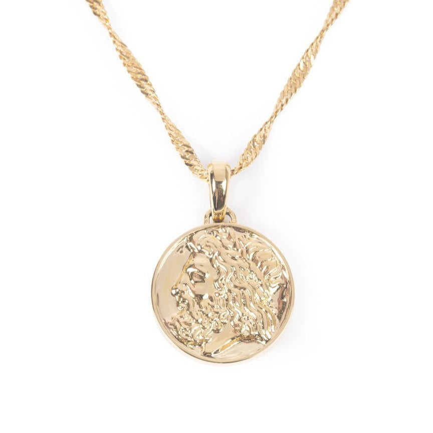 Women's Zeus Ancient Coin Necklace Gold Goddess 1