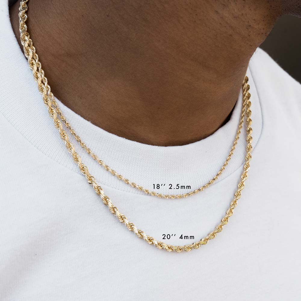Solid Gold Hollow Rope Chain The Gold Gods Layered