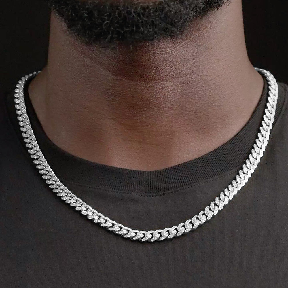 White gold diamond cuban link choker Clearance