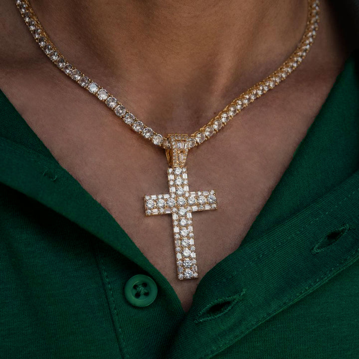 mens-diamond-baguette-emerald-cut-cross-tennis-chain-mens-jewelry-the-gold-gods