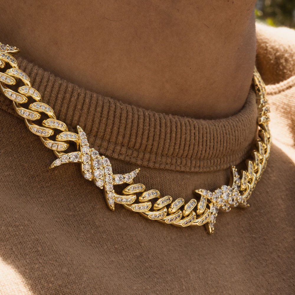 Diamond Barbwire Cuban Link Chain The Gold Gods